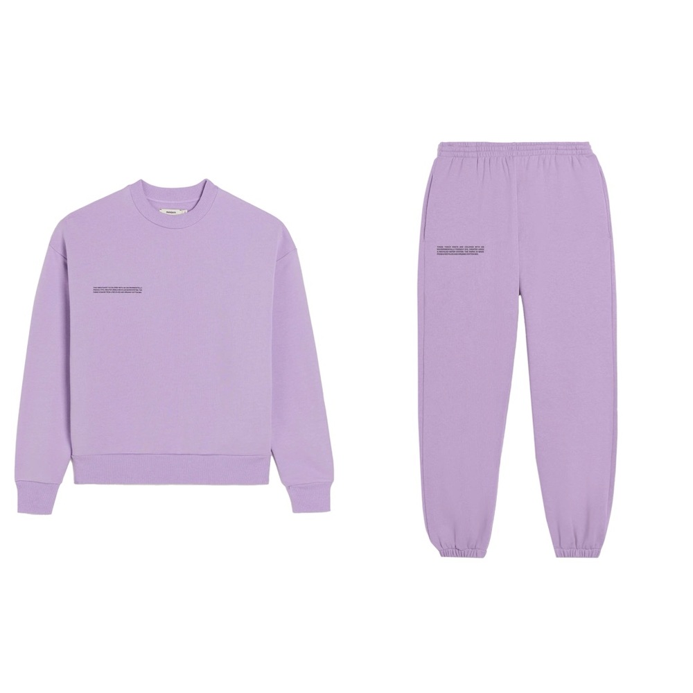 Pangaia heavyweight recycled cotton set in Orchid Purple, size M/S